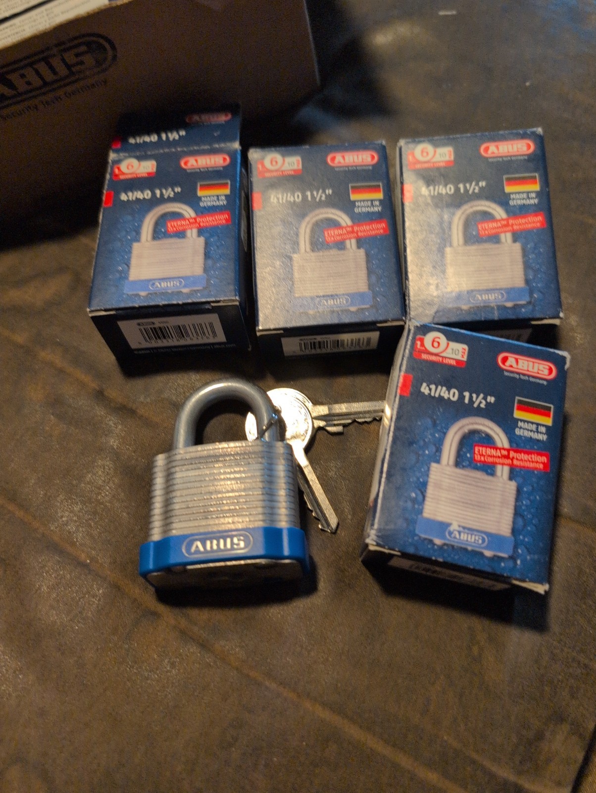 ABUS 41/40 1  1/2" Laminated Steel Padlock germany  Industrl Grad  New 4 Pcs Set