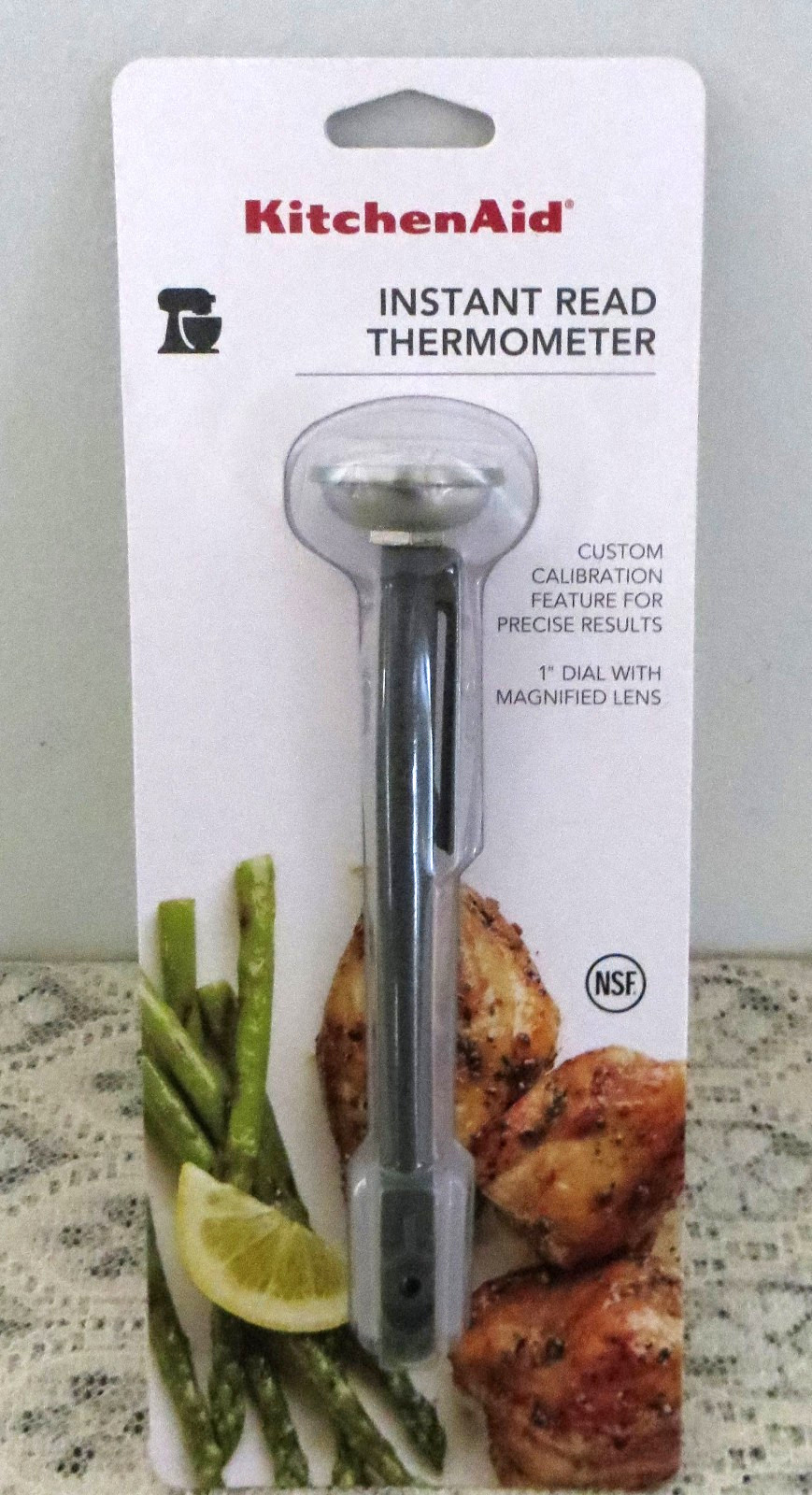 KitchenAid Gray Instant Read Thermometer 1" Dial w/ Magnified Lens New /pkg