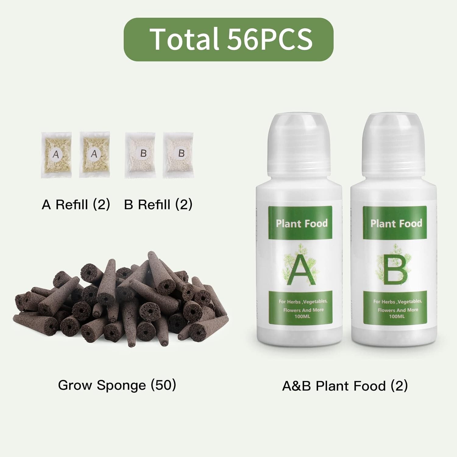 50pcs Grow Sponge A&B Solid Nutrient Plant Food Refill Seed Pod Kit Root Starter