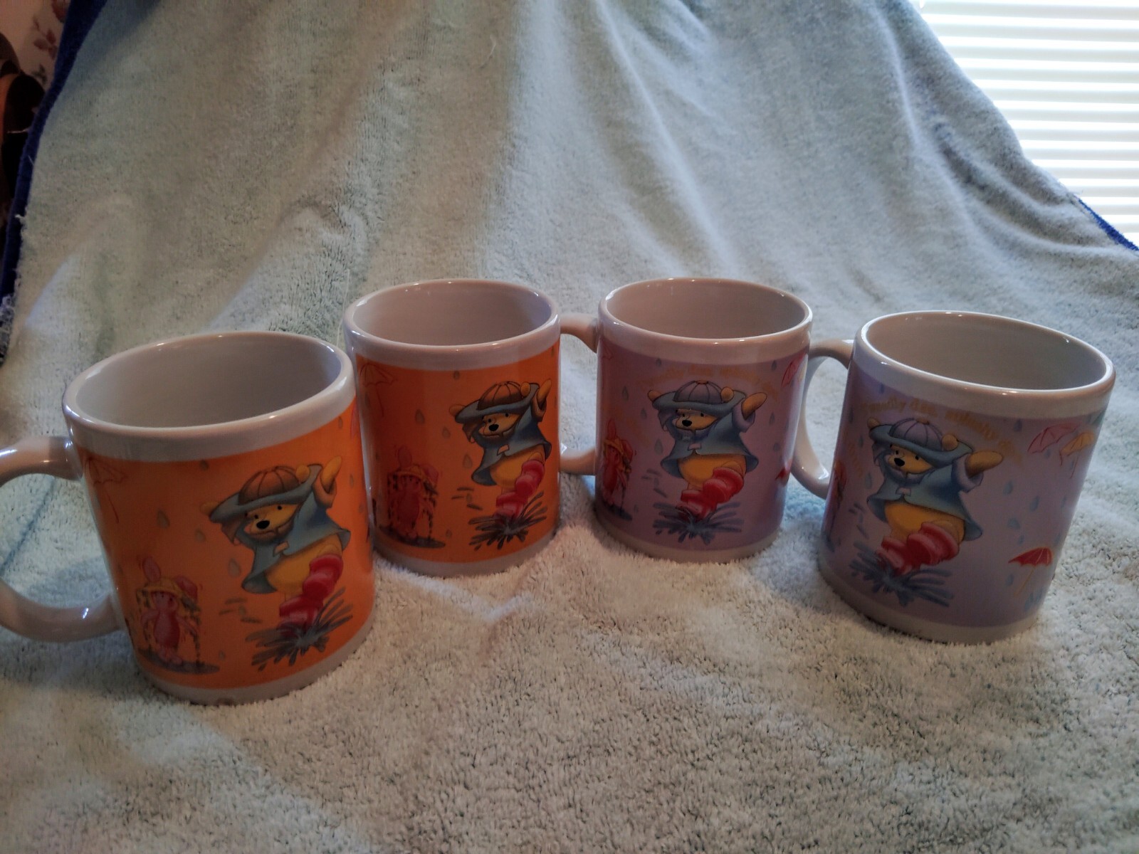 Winnie The Pooh Set Of 4 Mugs Very Small Chip In The Bottom Of The Cup Free Ship