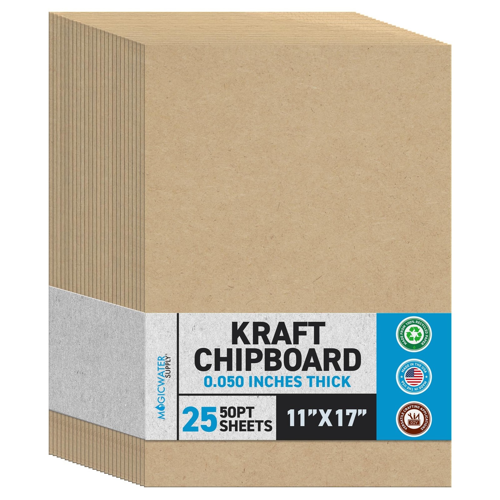 MagicWater Chipboard Sheet for DIY Projects - 11x17 Inch - 25 Pack - 50 pt - ...