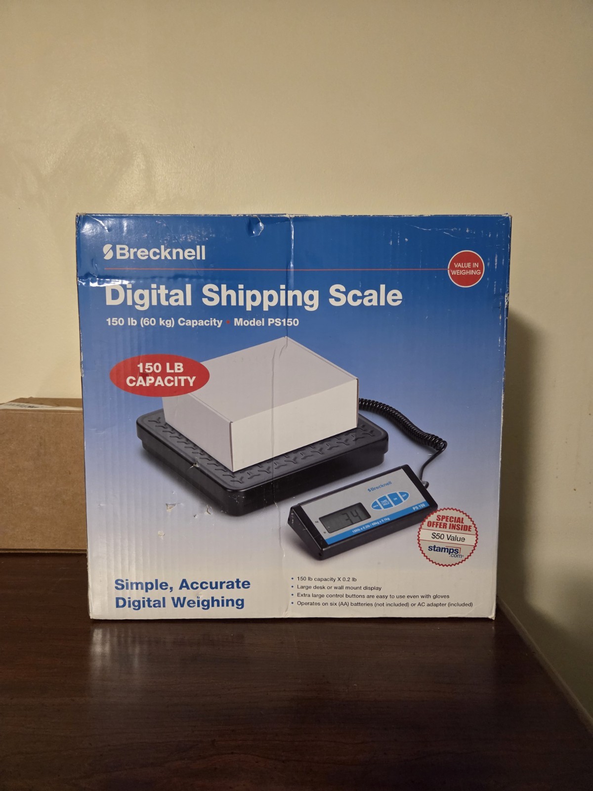 BRECKNELL PS150 SLIMLINE POSTAL & SHIPPING SCALE - 150LB CAPACITY NIB