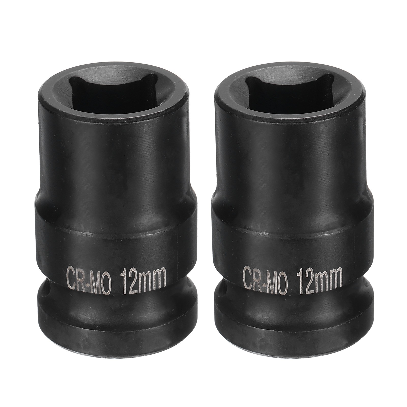 2pcs 4 Point Square Socket 1/2" Drive 12mm Metric CR-MO Impact Wheel Socket