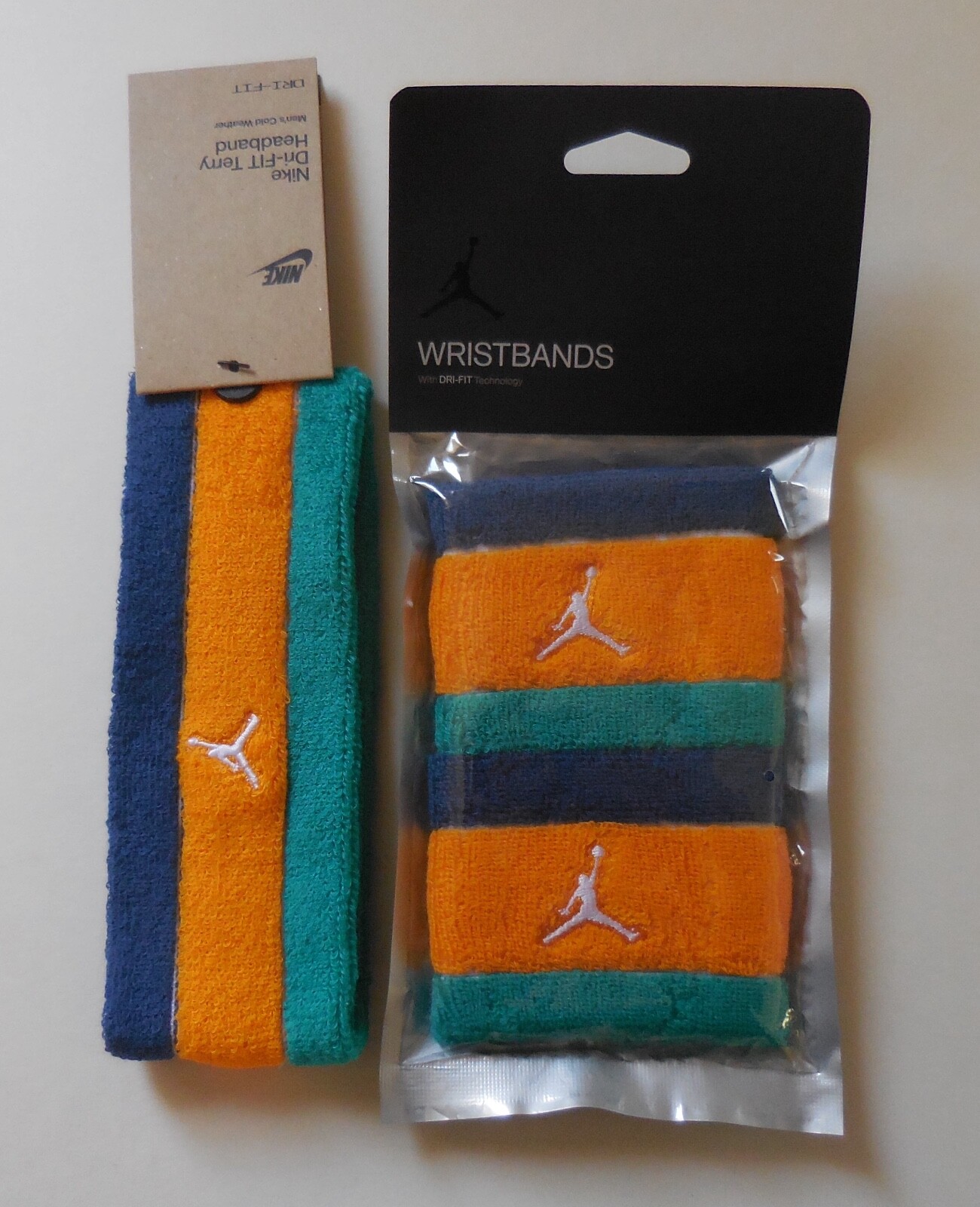 Nike Jordan JumpMan Headband & Wristband Terry Set Men F Blue/Taxi/New Eme/White