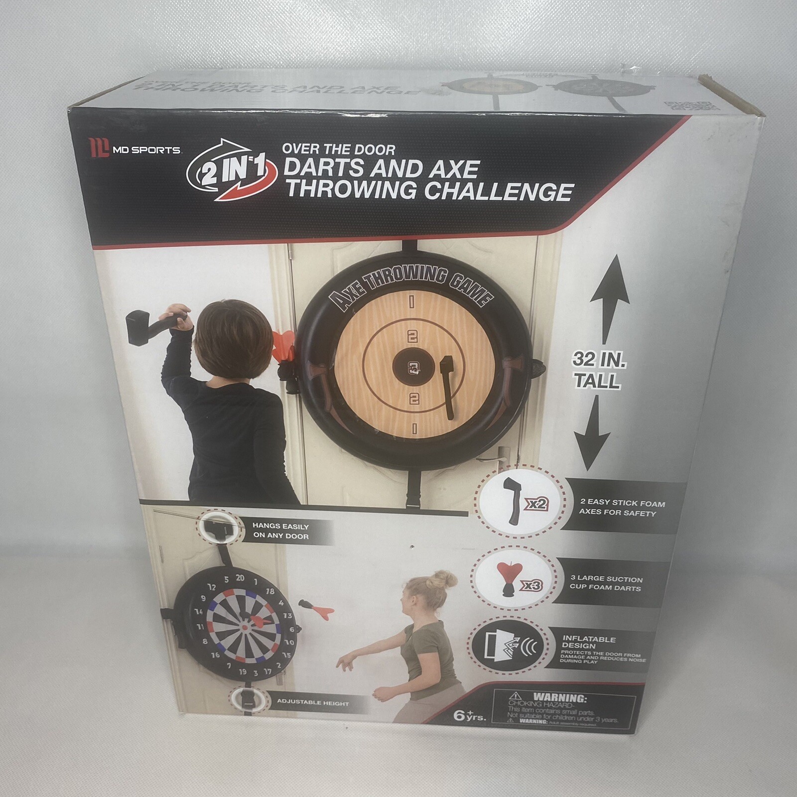 MD Sports Axe Throwing & Dart Challenge Over the Door Indoor Fun Game NEW