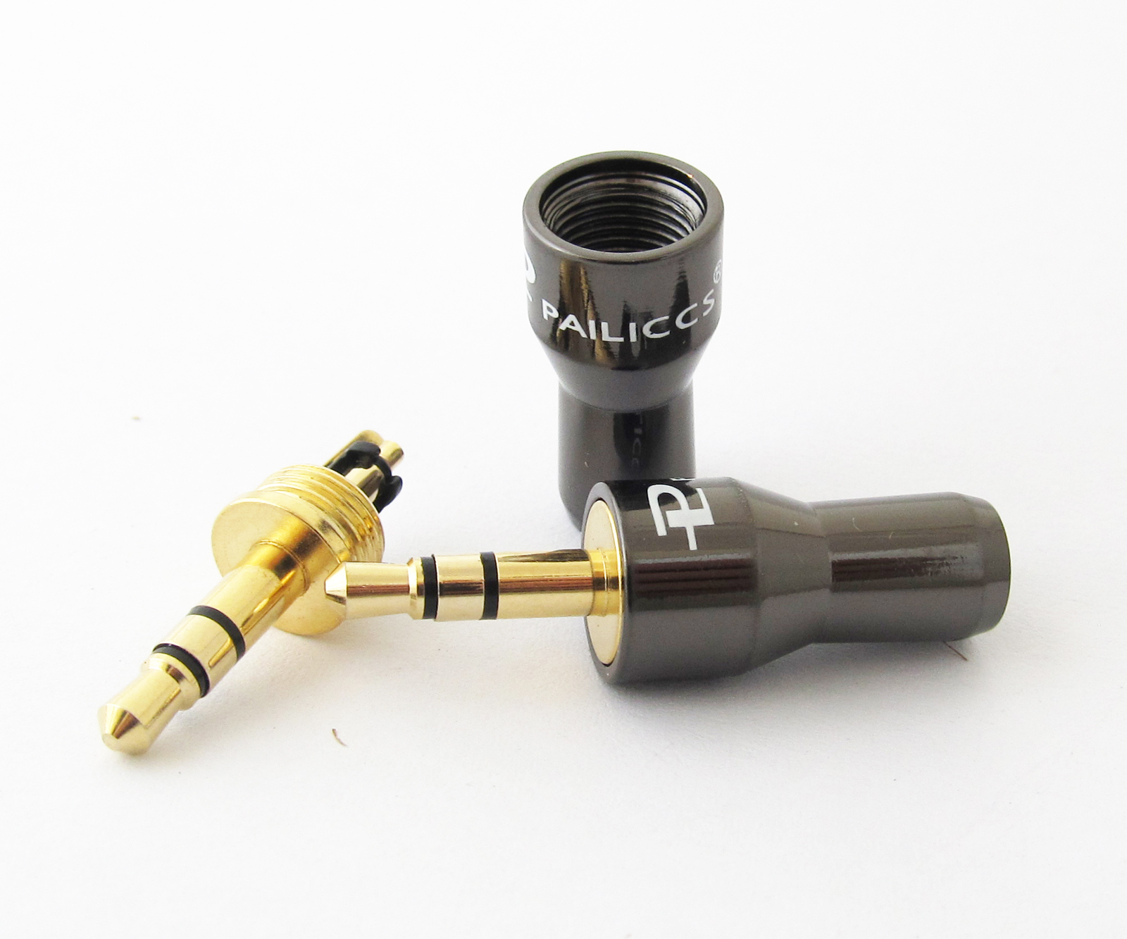 1pc Gold Pailiccs 3.5mm 1/8" Stereo Male Plug Metal Bevel Face Audio Connectors
