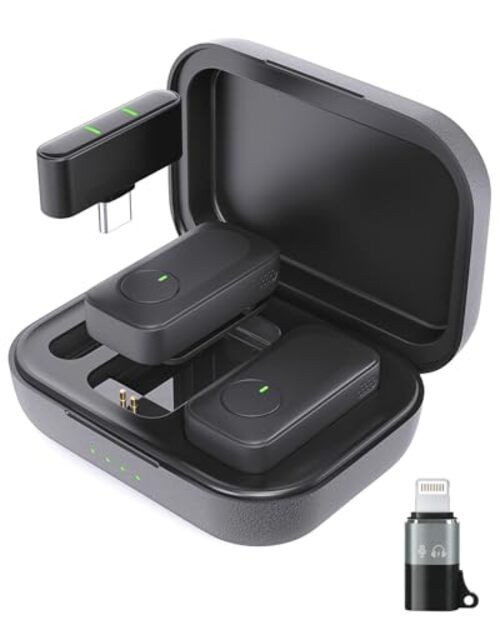 Wireless Lavalier Microphone for iPhone/Android Phone/Laptop/PC, Mini Lapel