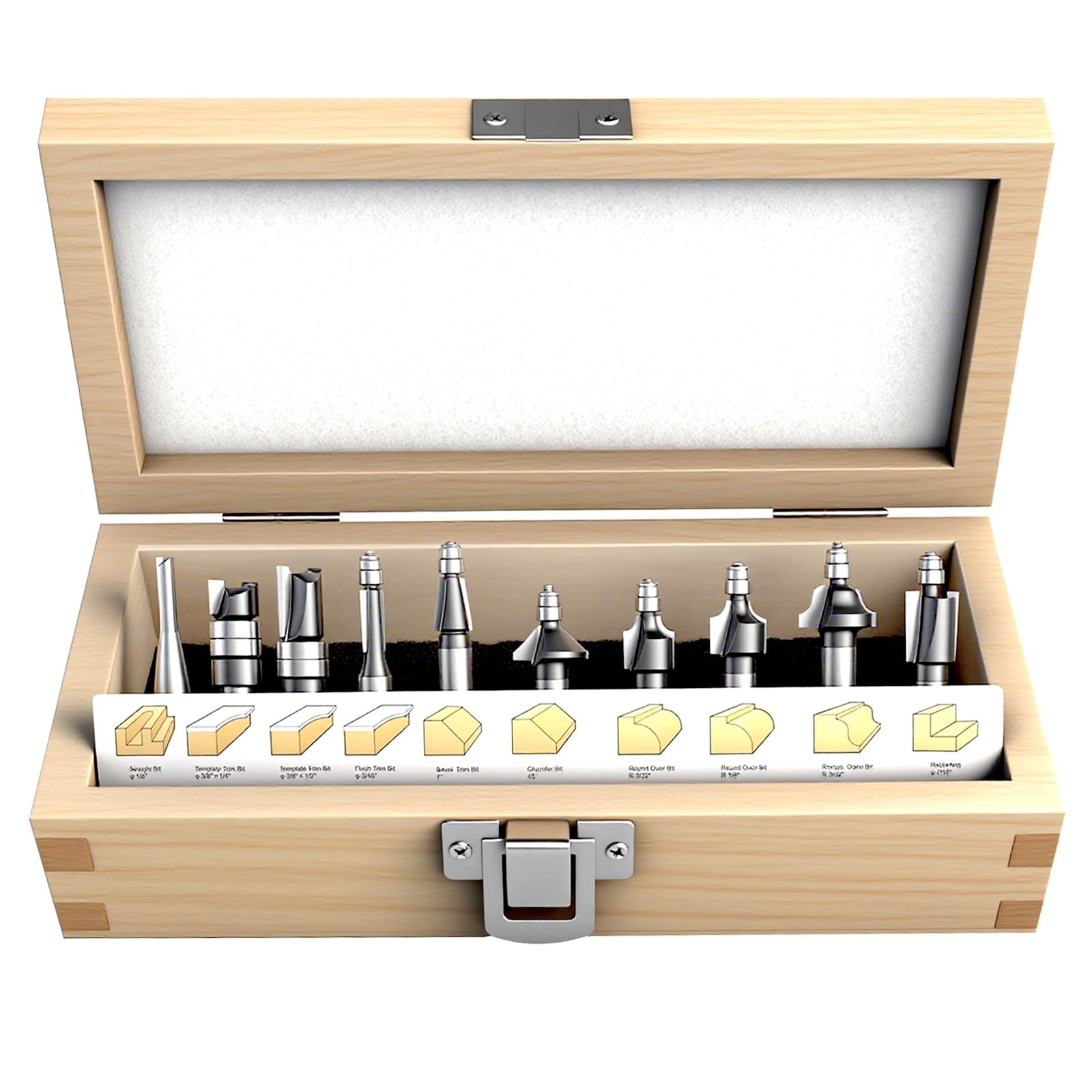 10-Piece Micro Router Bit Set - 1/4 Shank, Precision Carbide Tipped Professio...