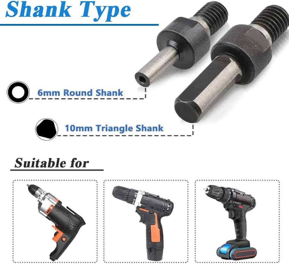 Drill Angle Grinder Adapter, 6mm &10mm Arbor Mandrel Adaptor with 2 Spanner