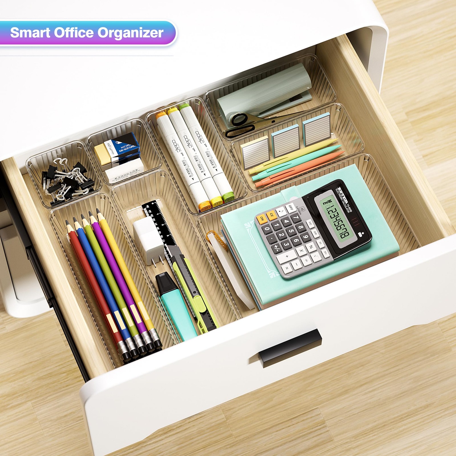 Okylvve 25 PCS Clear Plastic Drawer Organizer Set - 4 Sizes Makeup