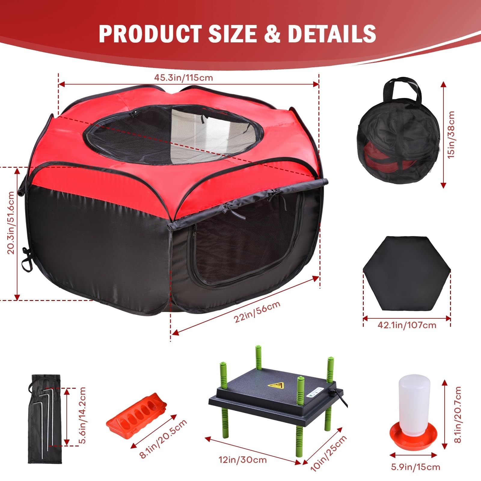 Chicken Brooder Box Kit - 10x12" Heating Plate, Feeder & Waterer - 4-in-1 Starte