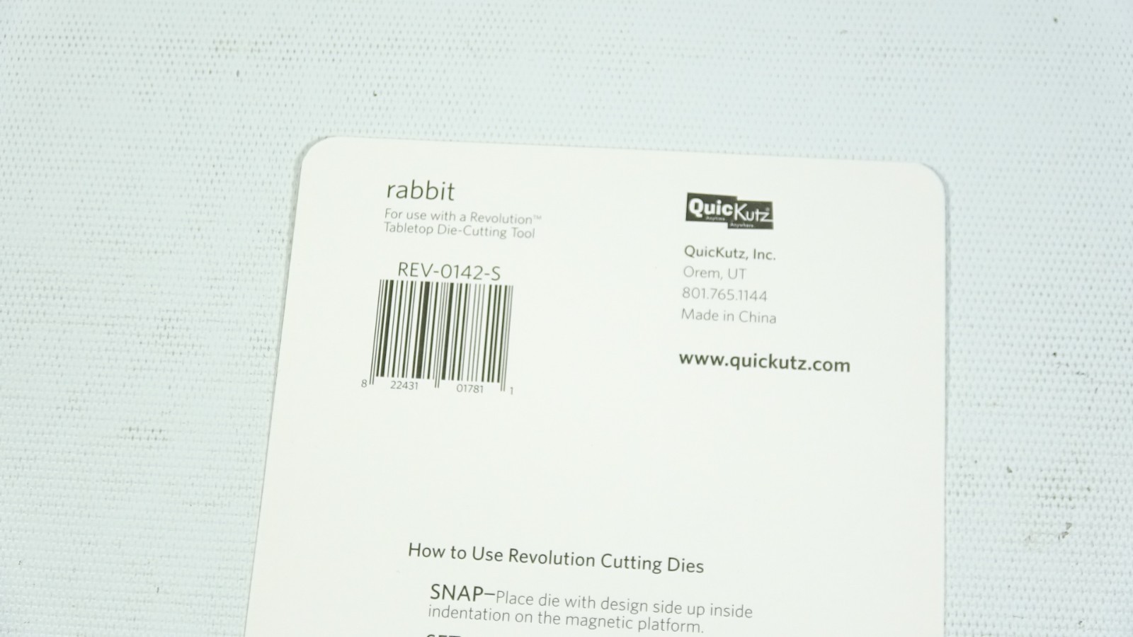 2008 Quickutz Cutting Die Rabbit REV-0142-S