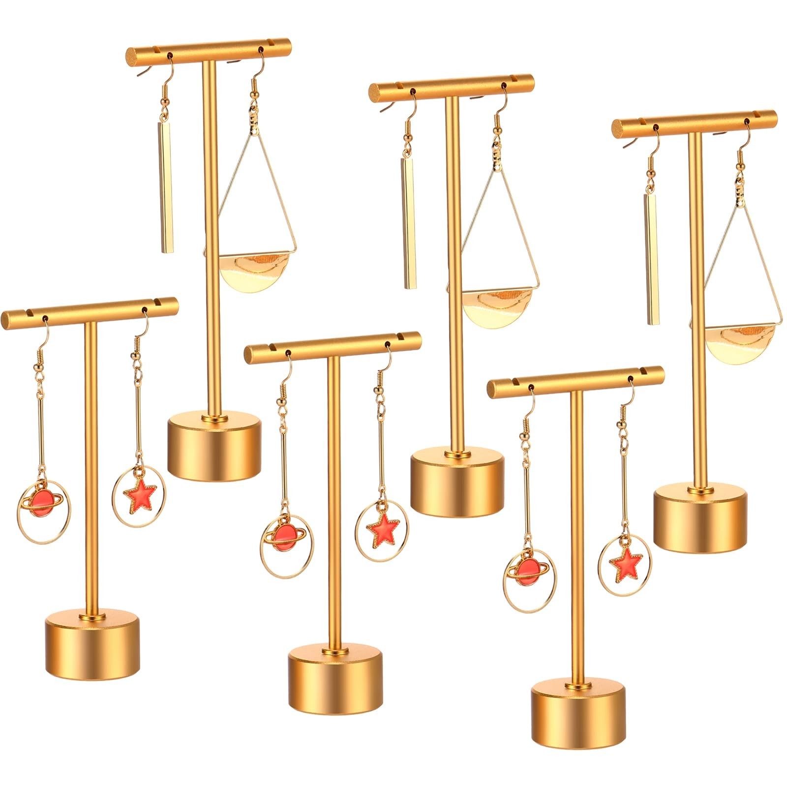 Kigeli 6 Pack Metal T-Bar Earring Display Stand Retail Earring Display Holder...
