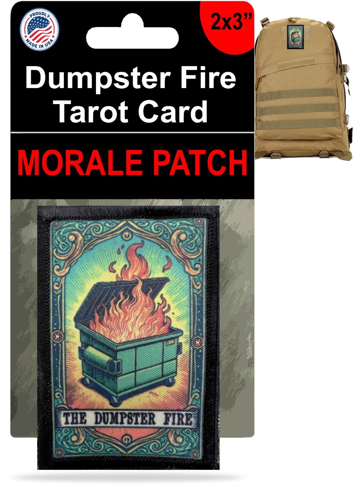 The Dumpster Fire Funny Tarot Card Morale Patch Tactical Military Army Patch