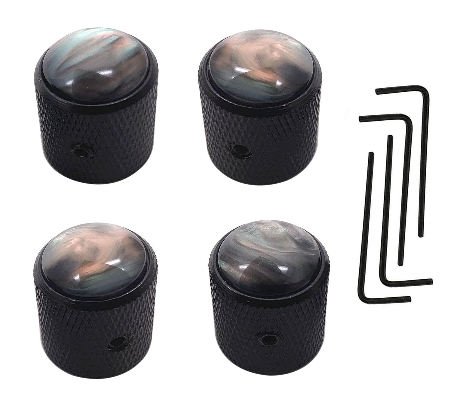 TUOREN 4Pcs Pearl Top Guitar Dome Knob Volume Tone Control Knobs with Black