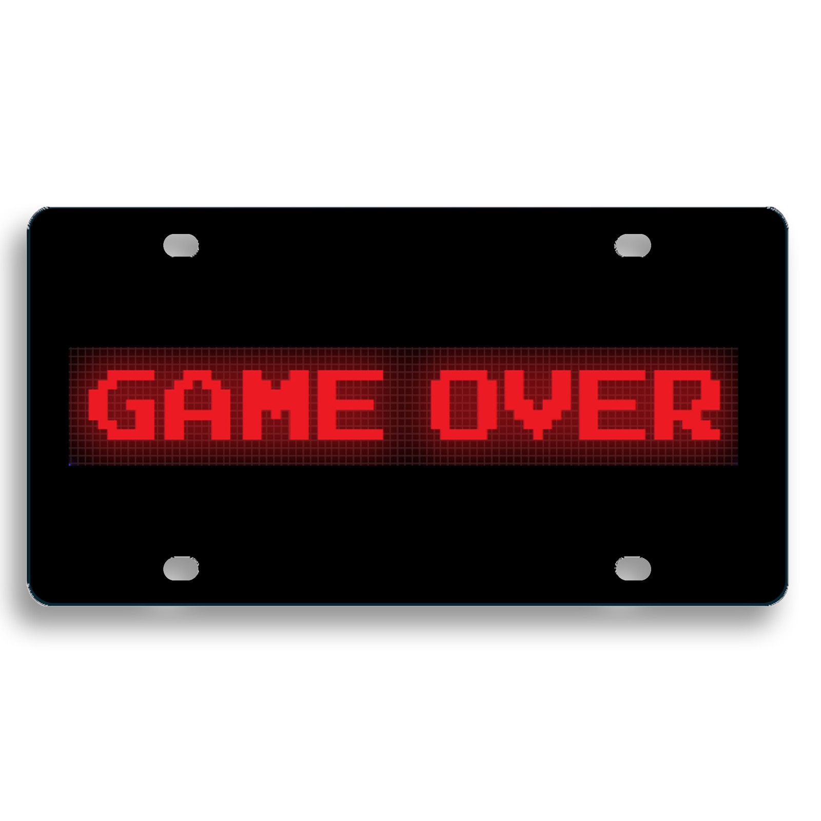 Pac-Man Game Over Black Acrylic License Plate Frame - Retro Novelty Fun Gamer