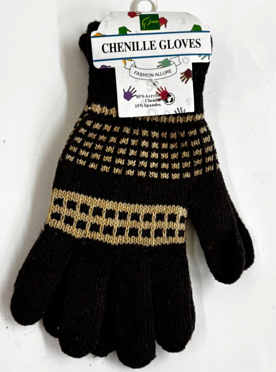 Warm Winter Chenille Gloves for Men in BROWN - Warmth & Style - 1 size fits most