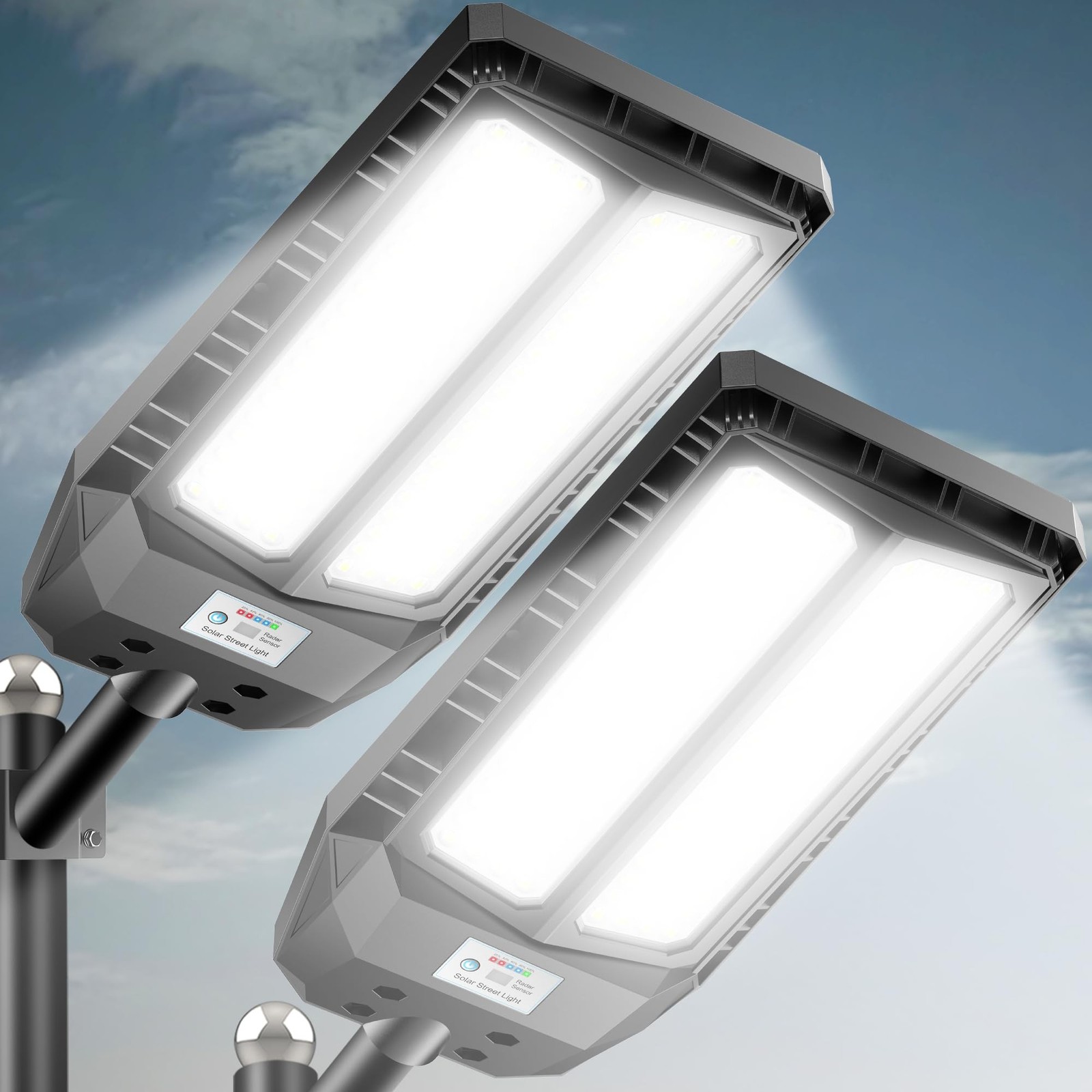 6000W Solar Lights Outdoor Waterproof, 7000K Dusk to Dawn Outdoor Solar Stree...