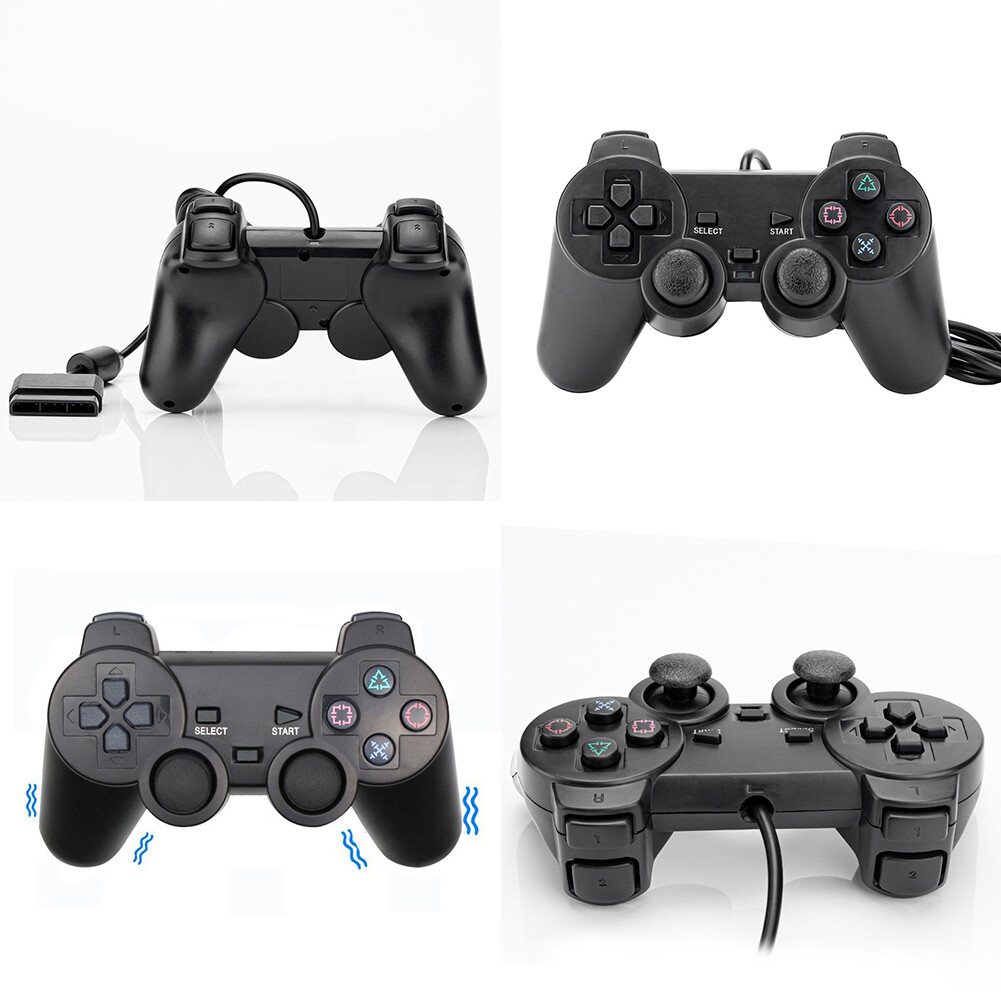 US 2 Pack Controller For PlayStation 2 PS2 Wired Black Joystick Joypad