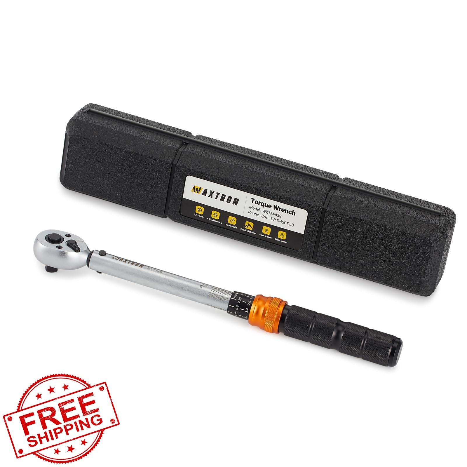 WAXTRON 3/8" Torque Wrench 5-45 ft-lb Spark Plug