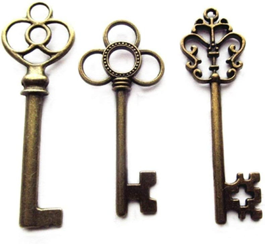 Mixed Set of 30 Large Skeleton Keys in Antique Bronze - Set of 30 Keys