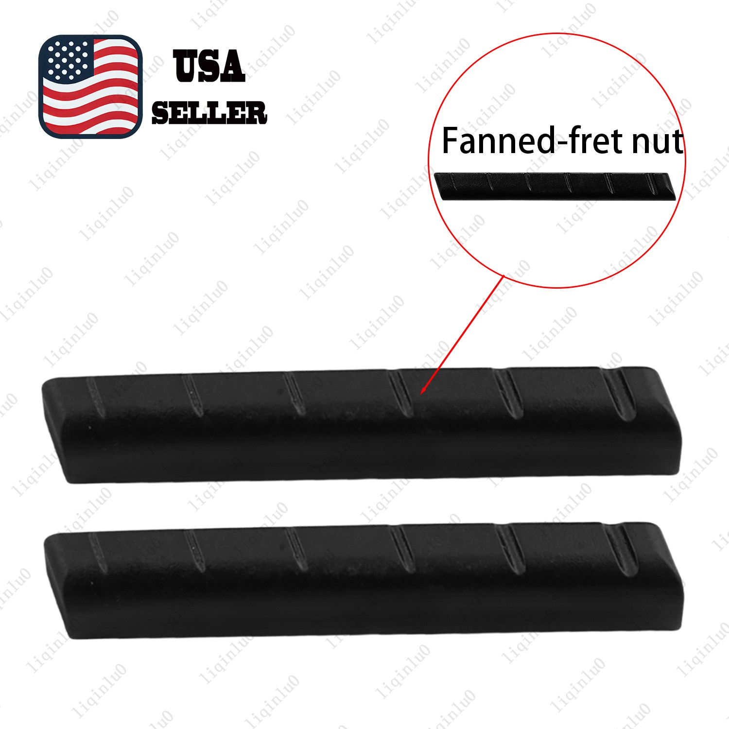 A Pair of Pre-slotted Fanned-fret Guitar Nut 6 String for Most Electric Guitar