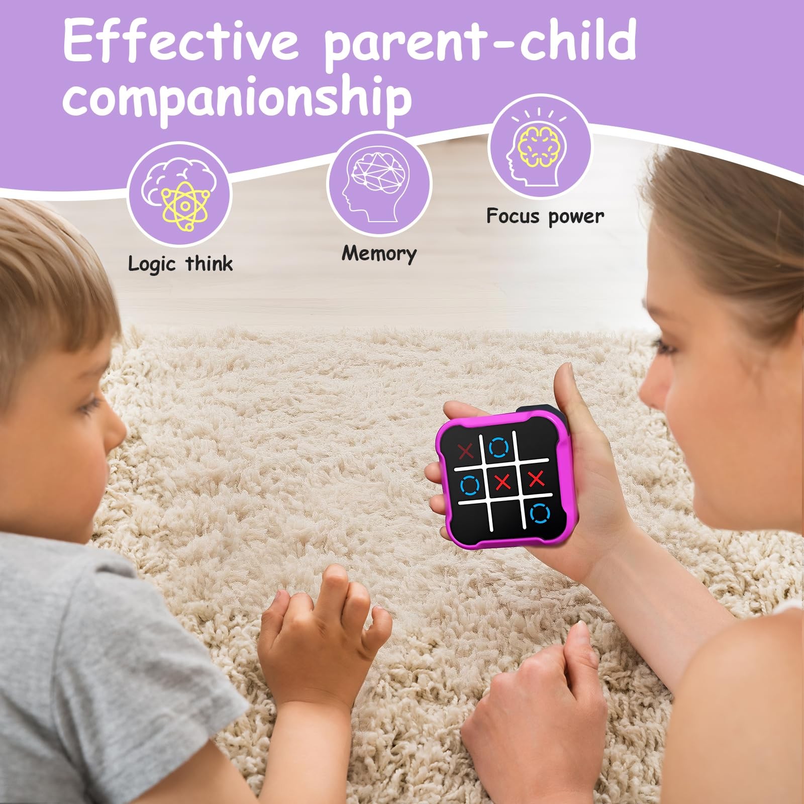 Tic Tac Toe Game, 4 in 1 Handheld Educational Game Machine, Electronic Tic Ta...