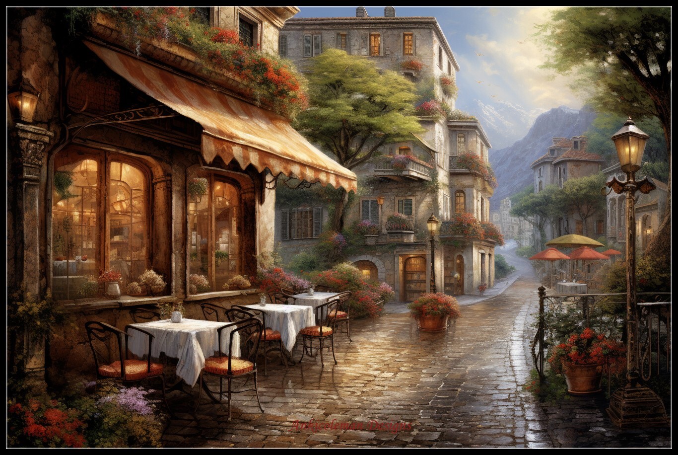 Italian Cafe 2 - DIY Chart Counted Cross Stitch Patterns Needlework DMC Color