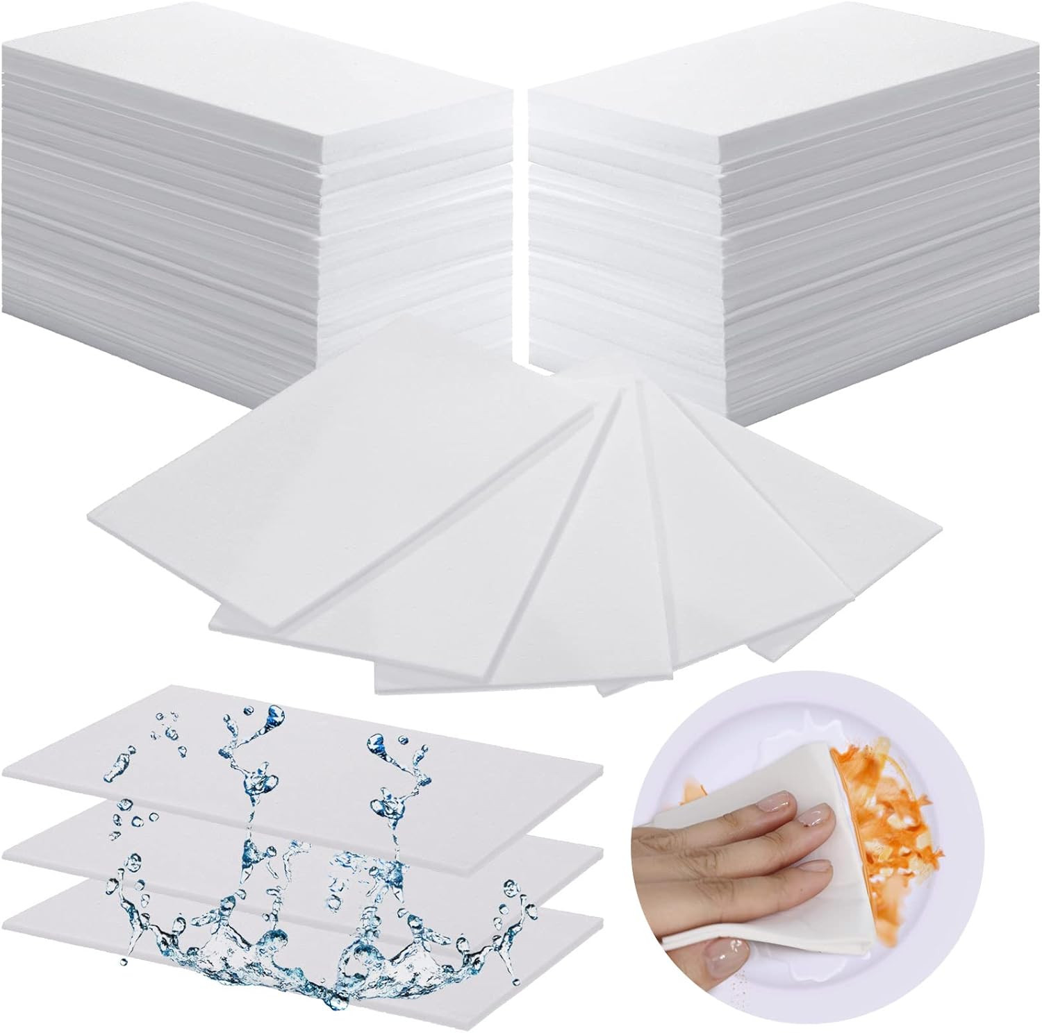 100 Pack Eraser Sheets Sponge Disposable Thin Cleaning Melamine Sheets Foam S...
