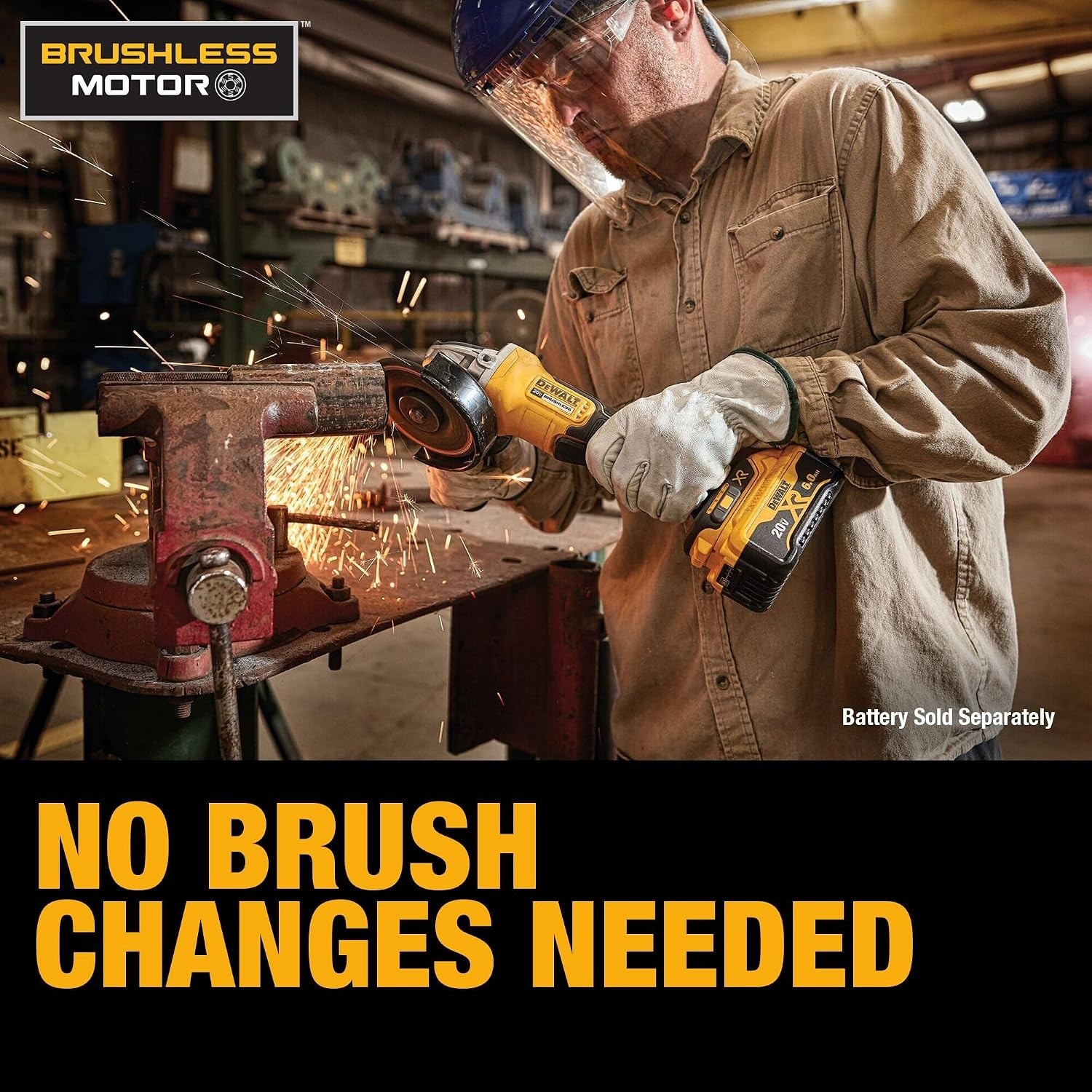 20V MAX* Angle Grinder Tool Cordless Brushless, 4 1/2 Inch, with Paddle Switch