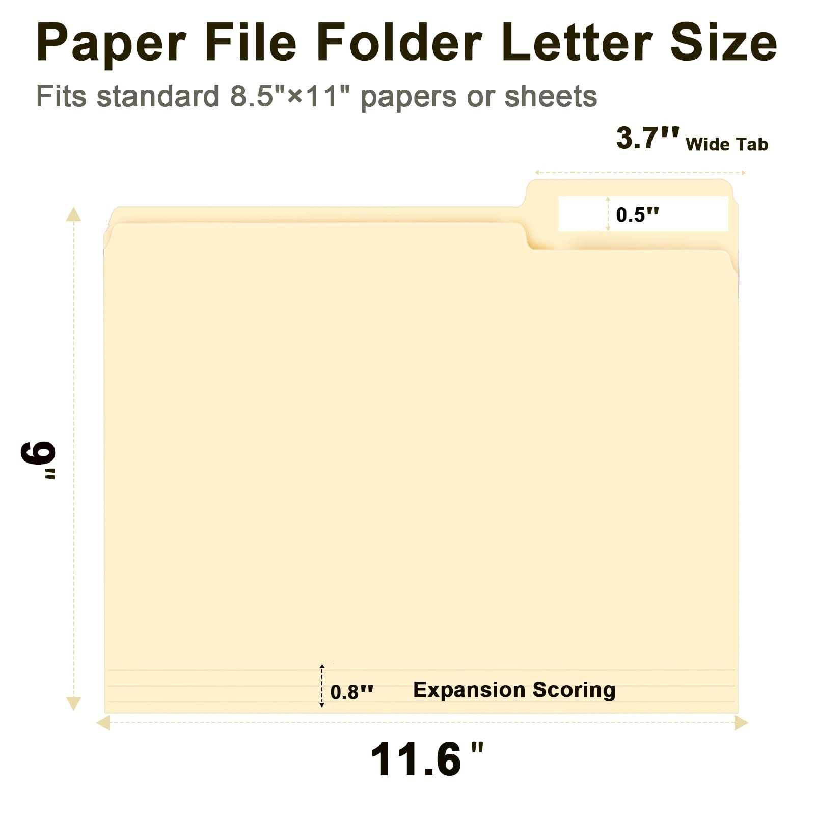 File Folder, 150 Pack 1/3 Cut Tab File Folders Letter Size, Manila Folders, F