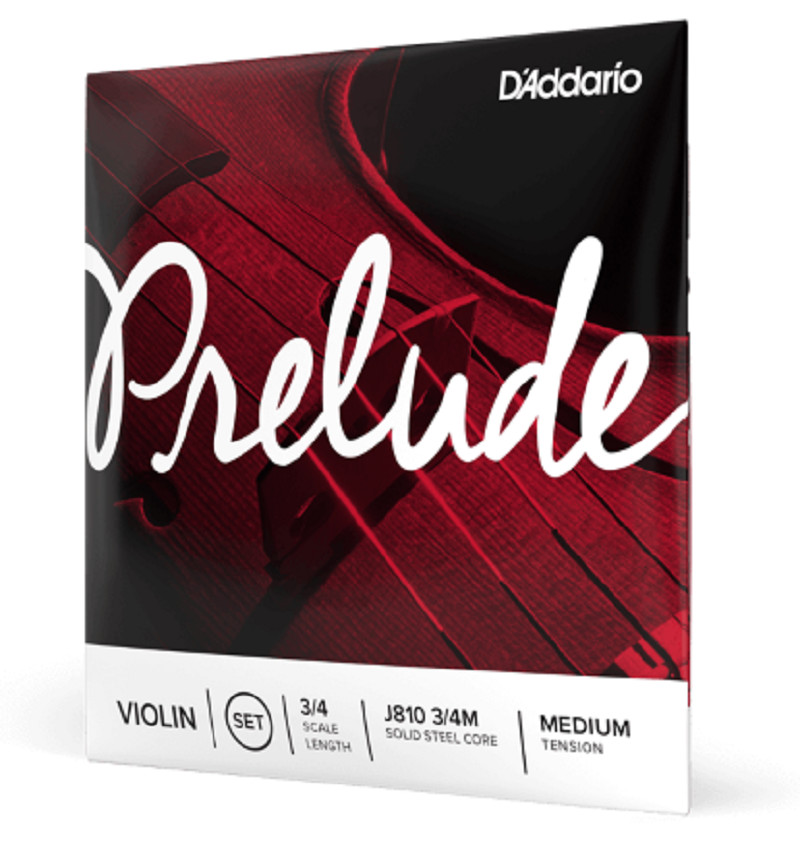 D'Addario J810 3/4M Prelude Violin String Set 3/4 Scale Medium Tension