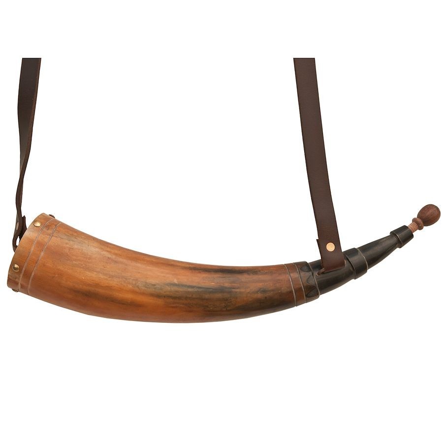 Engrailed & Carved Powder Horn ,10-14"