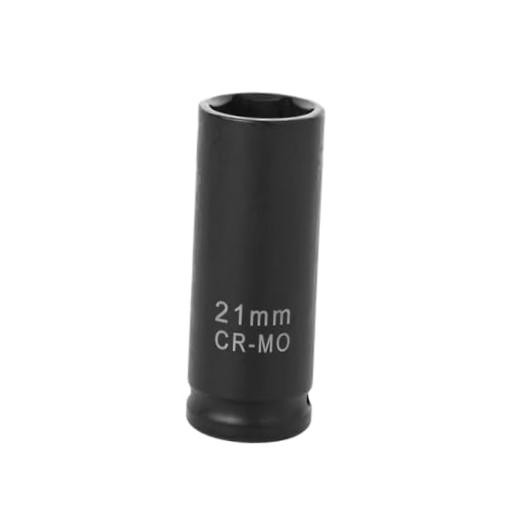 1/2" Drive Deep Impact Socket, 6-Point Metric - Heavy Duty for Lug Nuts & 21mm