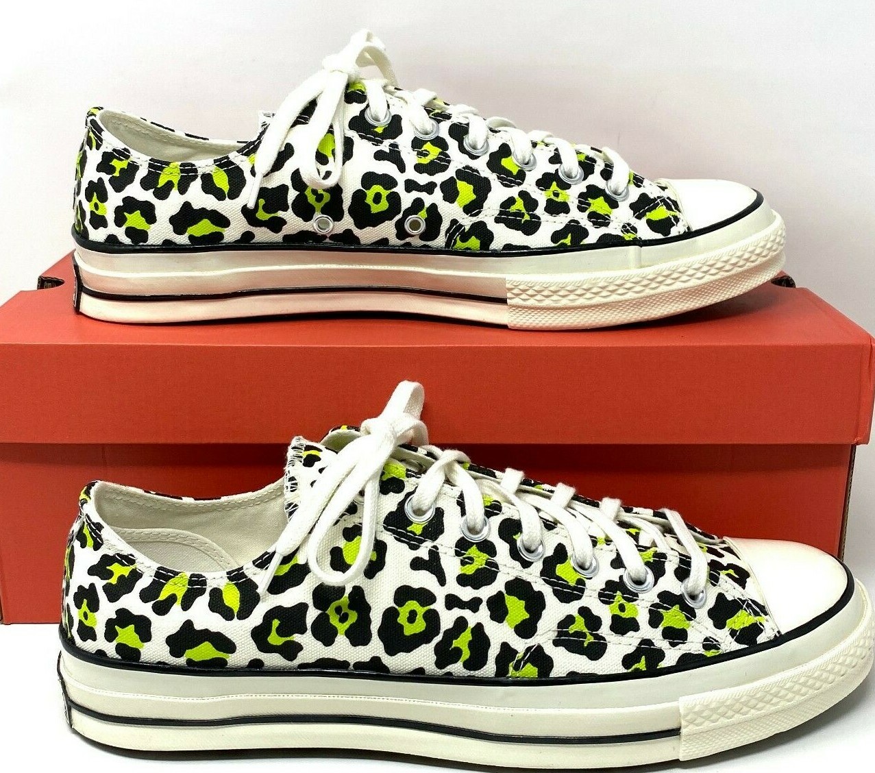 Converse Men's CHUCK 70 OX EGRET Black Leopard Print Low Sneakers Size 164410C