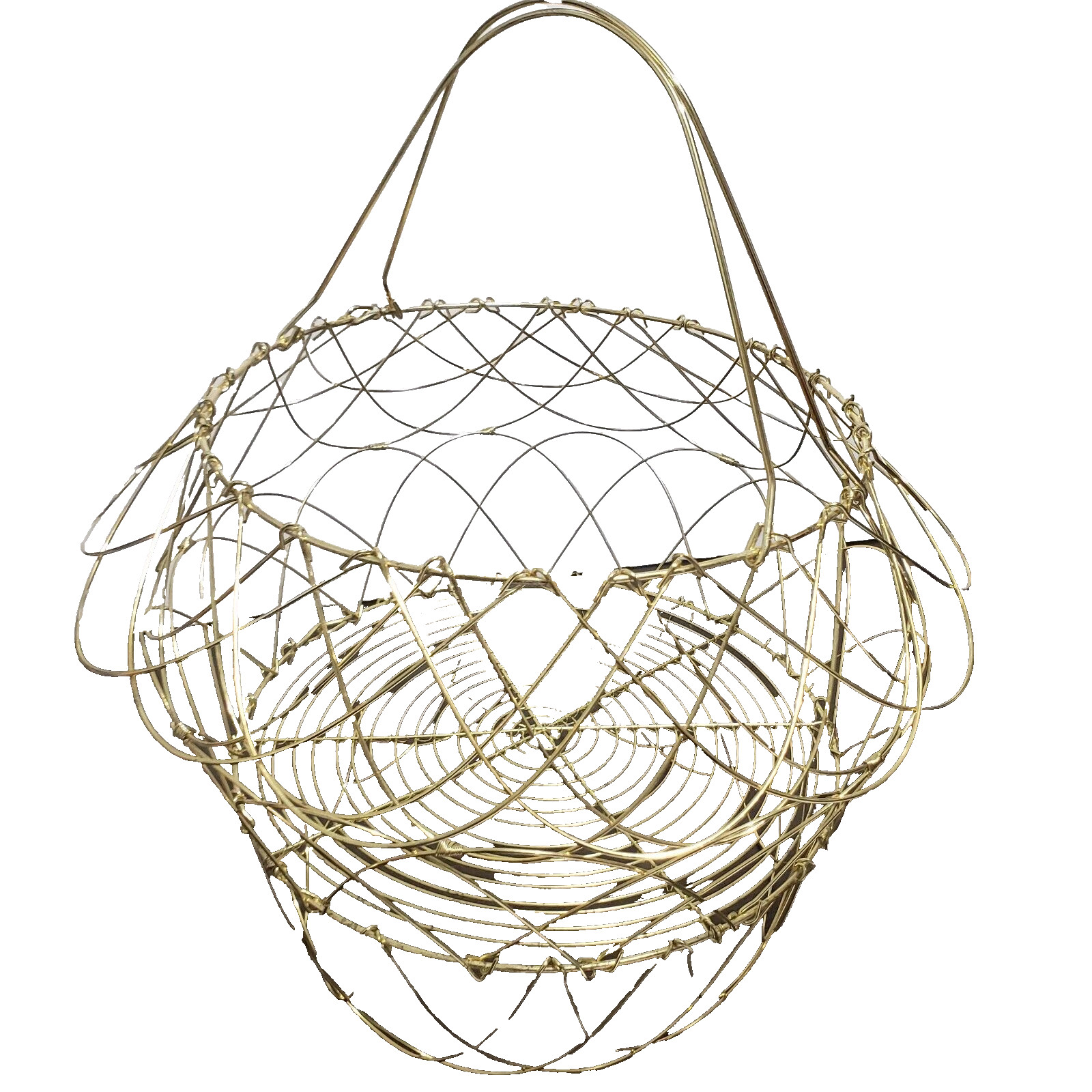 Gold Metal Wire Collapsible Folding Gathering Basket