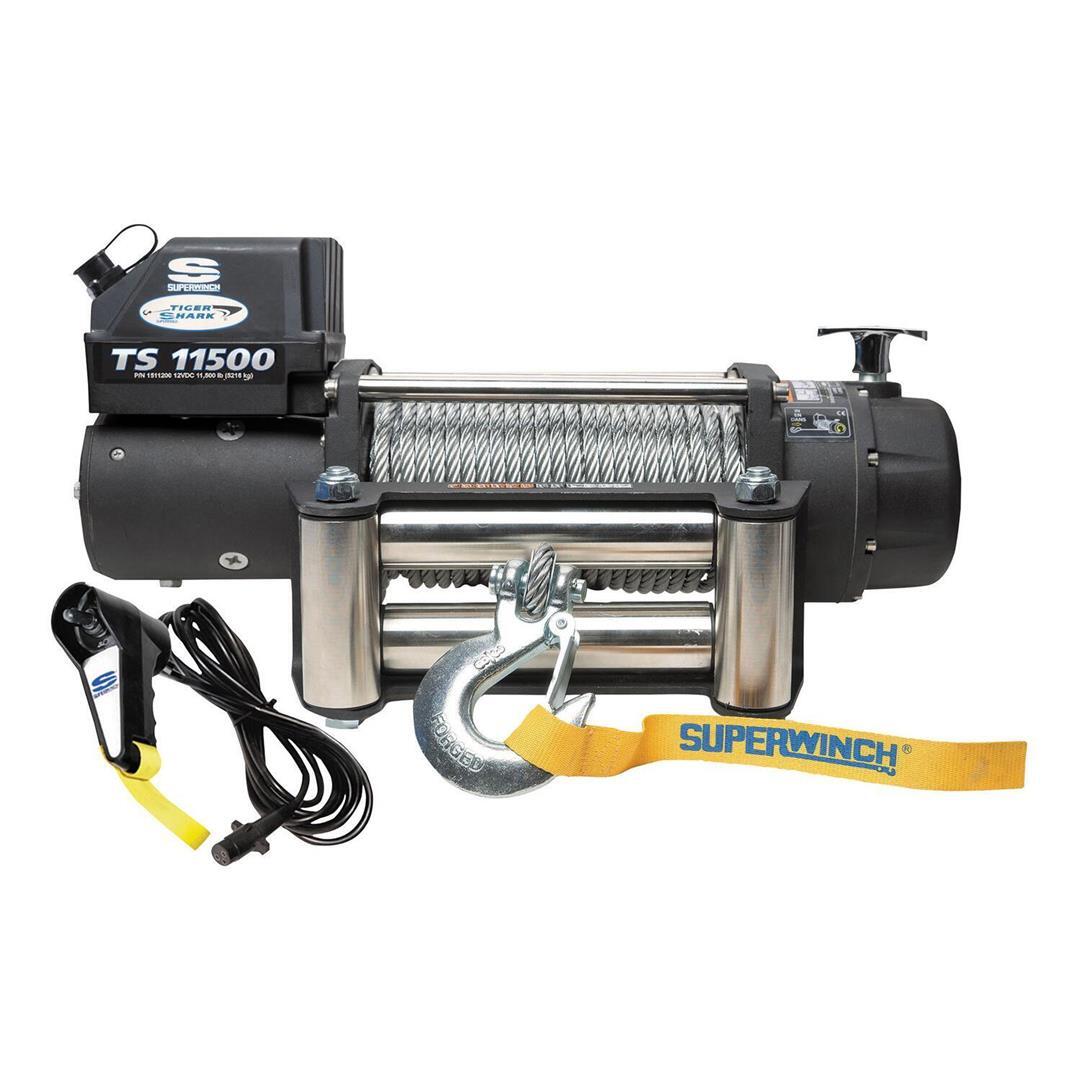 Superwinch Tiger Shark 12V DC Winch 11,500lb 5,216kg Steel Rope Wired Remote