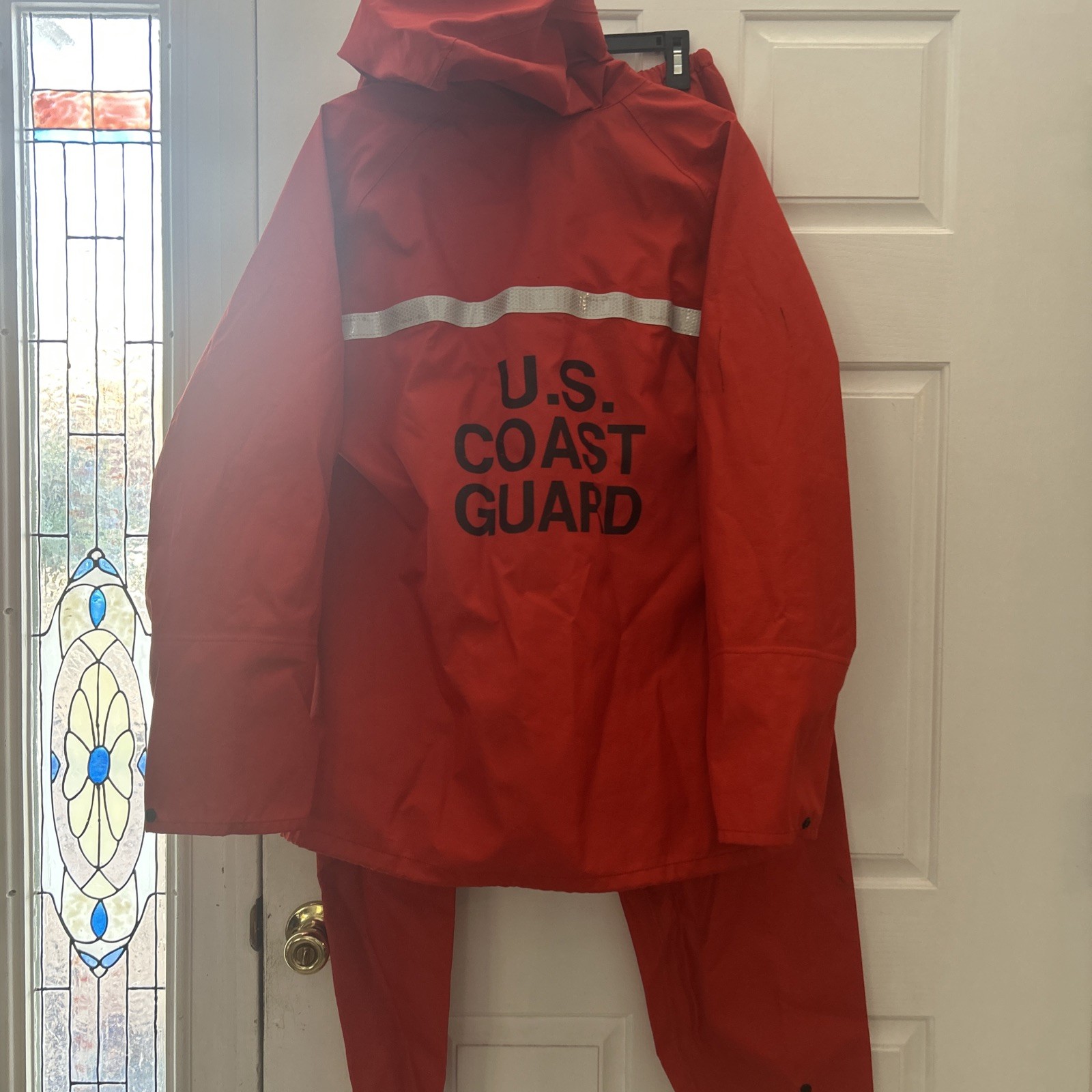 US Coast Guard Lifesaving System Corp Rain Jacket & Pants Orange Raintec Sz L