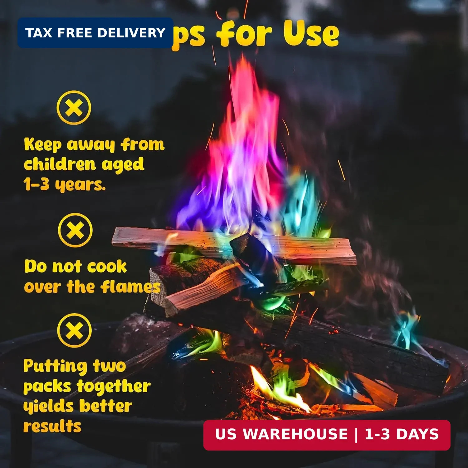 Hotdevil Fire Color Changing Packets (12Pack) Magical Flames Fire for Outdoor Ca