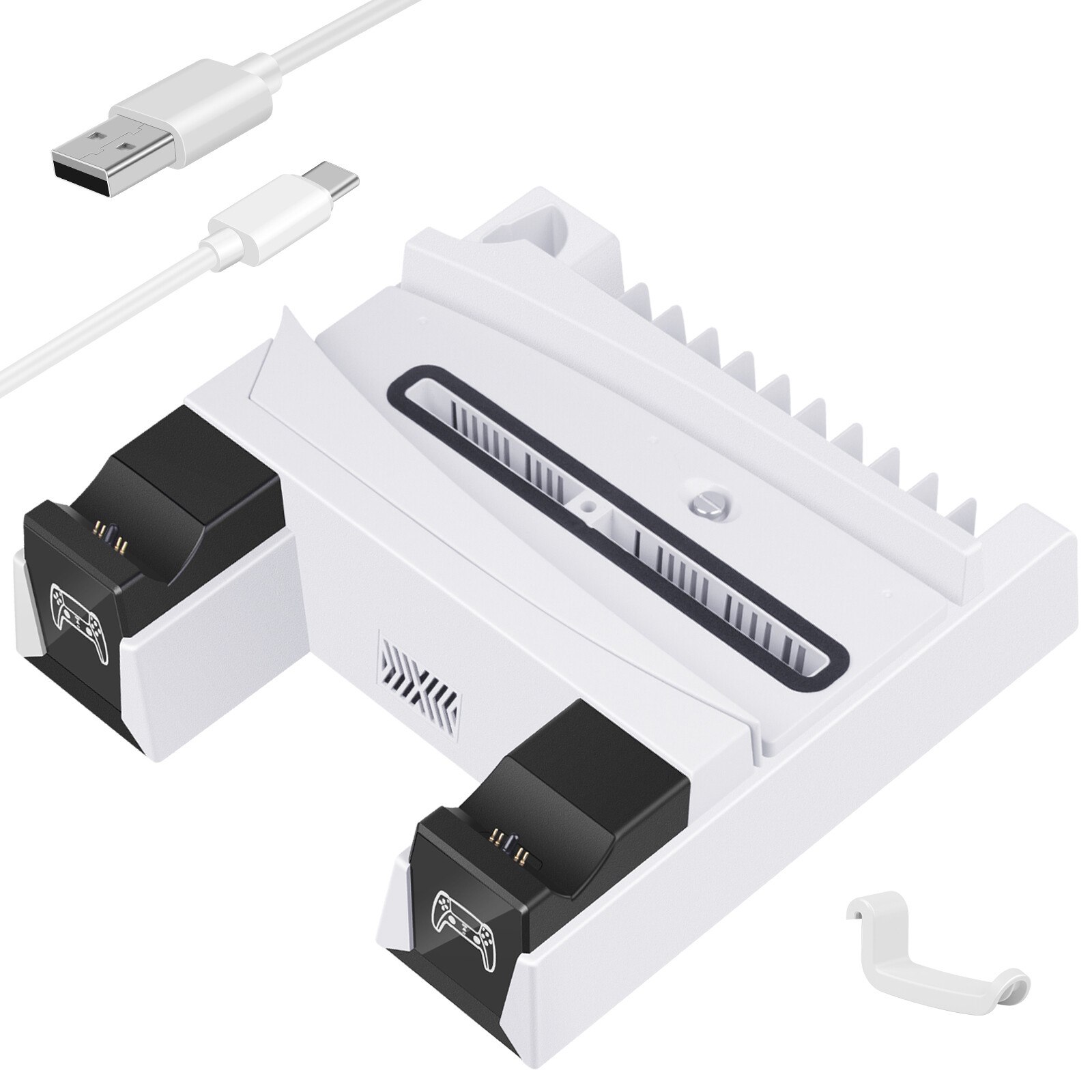 For Playstation 5 Dualsense Controller Charging Station PS5 Cooling Fan White