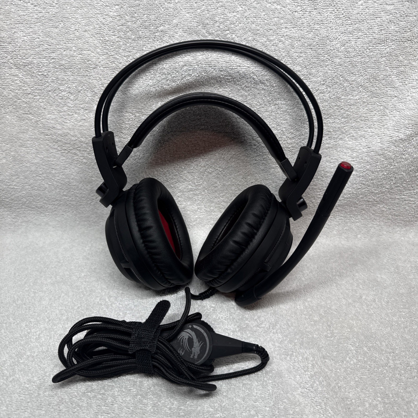 MSI DS502 USB 7.1 Surround Wired Gaming Headset Black Tested Working