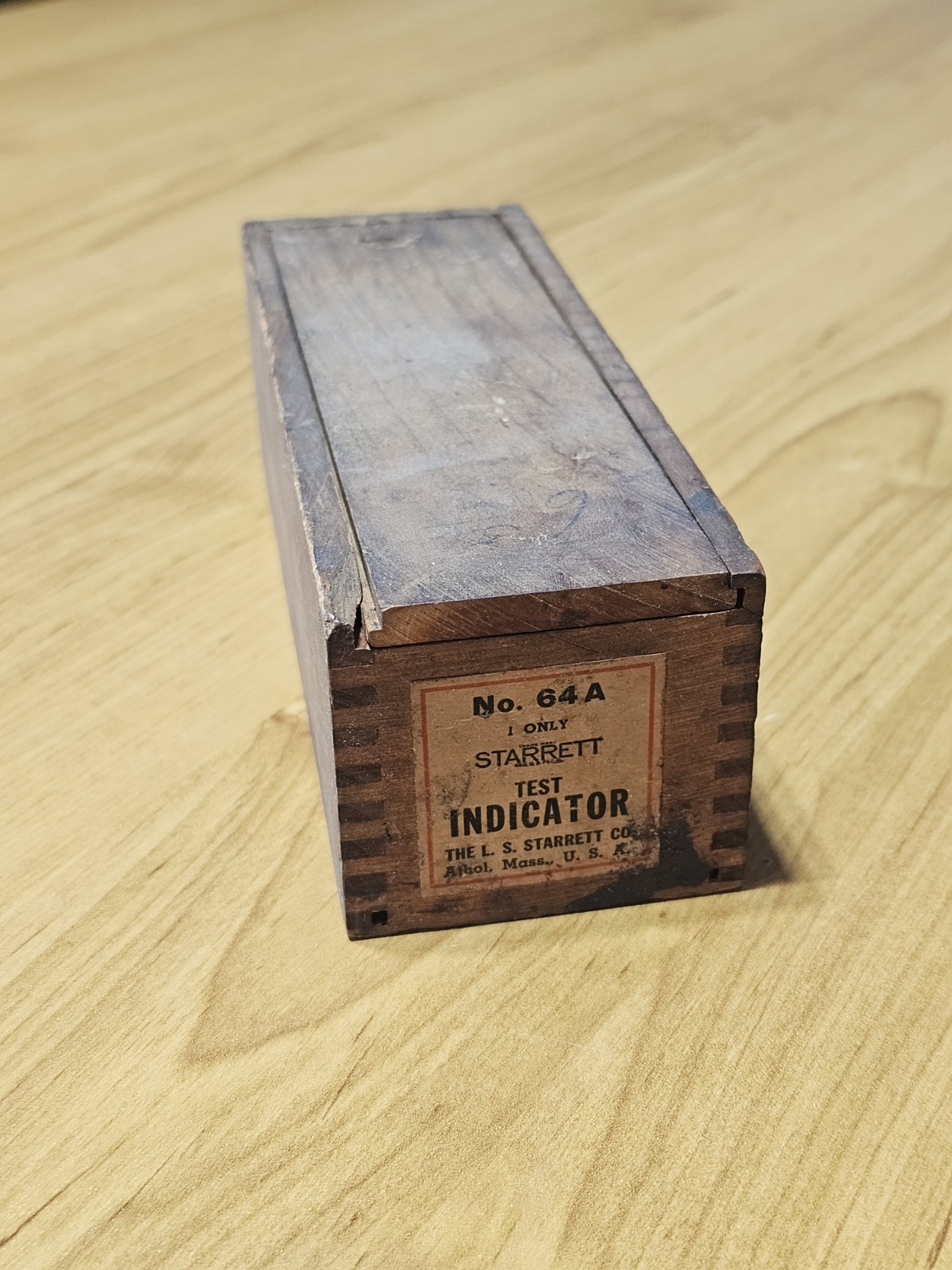 L.S. Starrett Co. Test Indicator Model 64A Original Wooden Case - CASE ONLY
