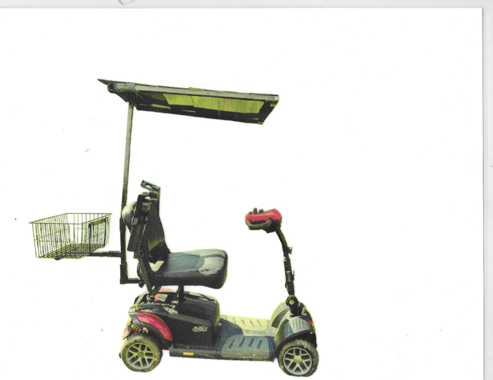 Mobility Scooter Roof with STEEL FRAME, STEEL ROOF and basket