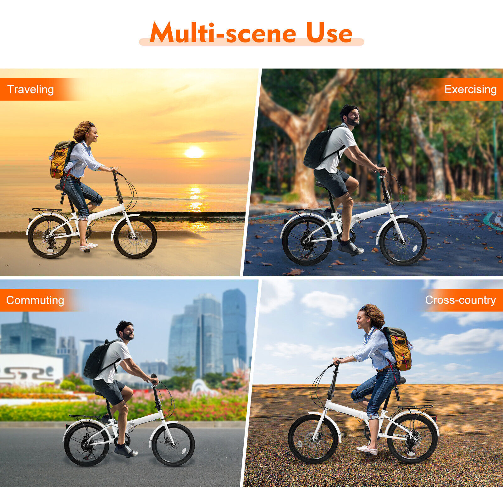 20 inch 7 Speed Folding City Bike Bicycle Folding Bike for Adults Lightweight