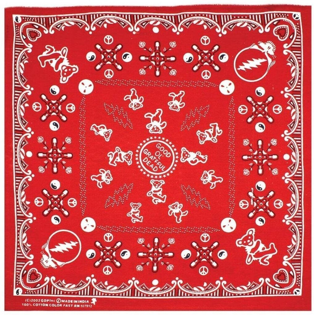 Good Ol' Grateful Dead Bandana Deadhead Tour Stealie SYF Sunshine Joy 22x22"