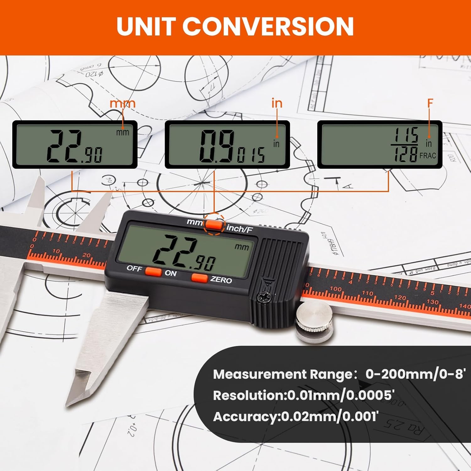 HARDELL Digital Caliper, 0-8 Inch Caliper Measuring Tool with Large LCD...