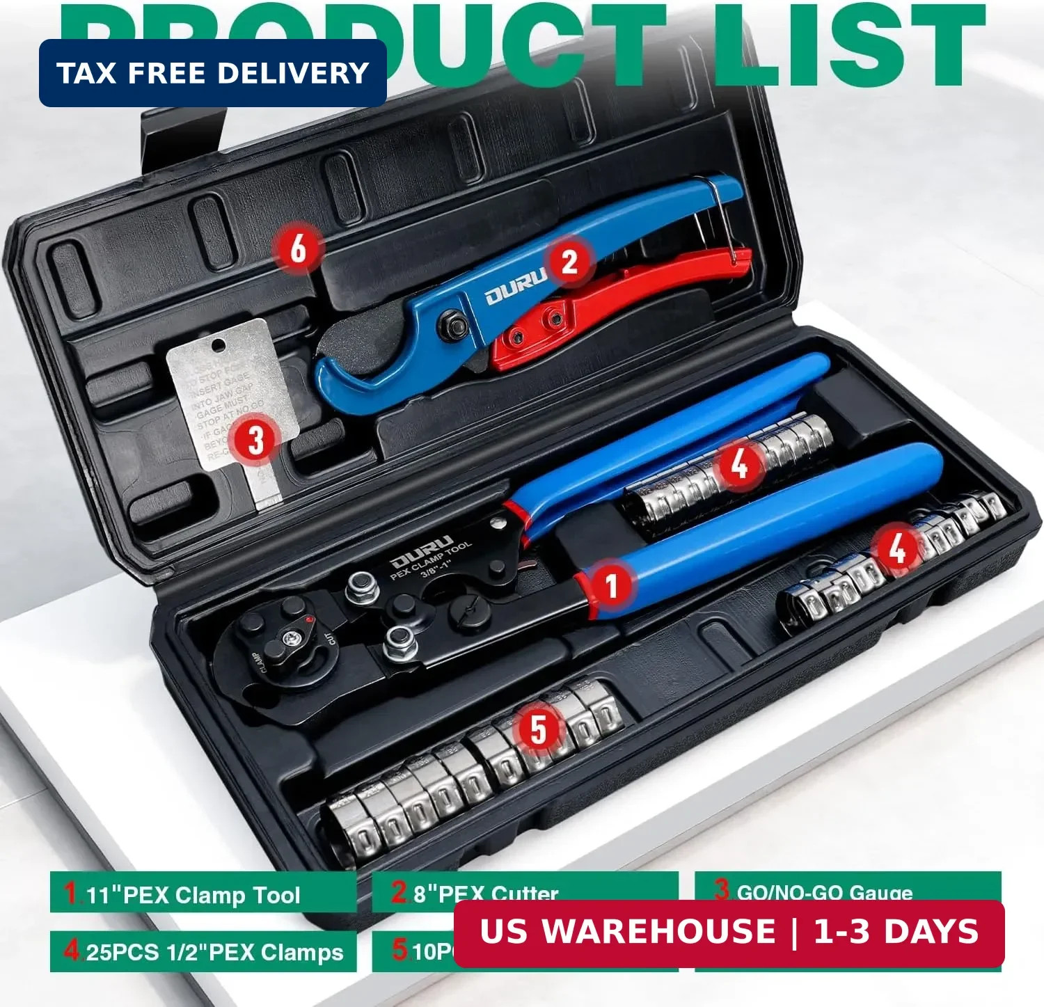2 IN 1 Ratchet Pex Crimping Tool Cinch and Remove Combo Function Pex Pipe Crimp
