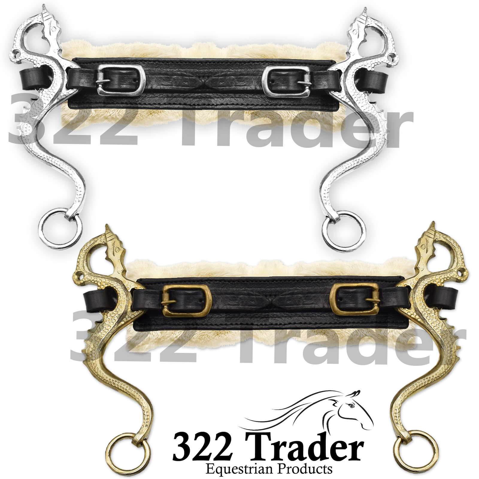 Dragon Reduced Leather & Fur Uprights Auction - Gold Silver