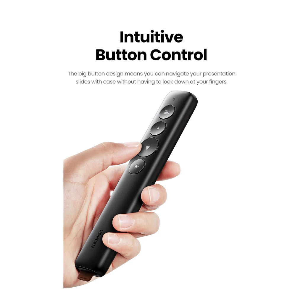 2pcs UGREEN Wireless Presenter Remote Clicker Laser Pointer 2.4GHz USB PPT Pen