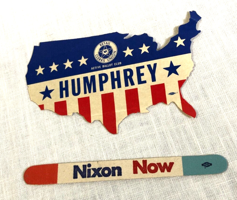 1968 Presidential Election Swag Humphrey America Decal Nixon Nail File Vintage